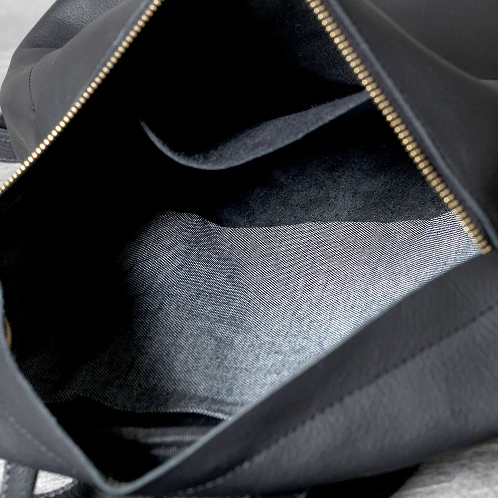 Unisex Black Leather Luxury Work Backpack