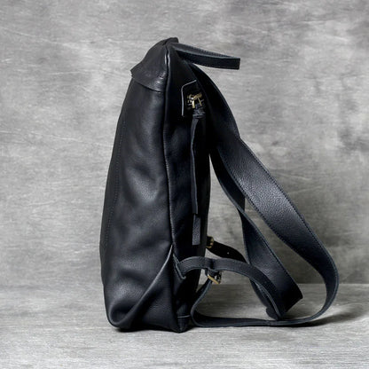 Unisex Black Leather Luxury Work Backpack