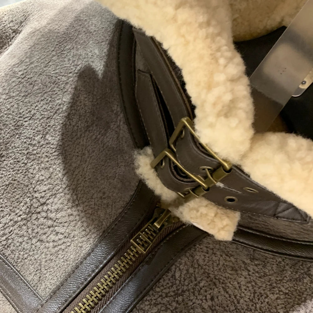 Womens Fur Lined Leather Hooded Jacket