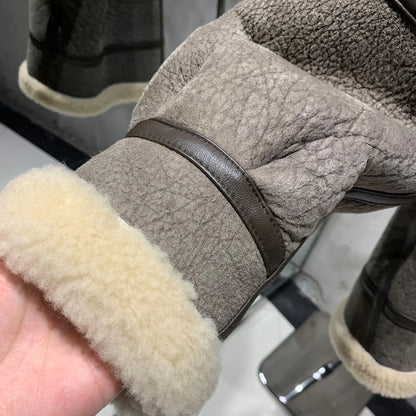 Womens Fur Lined Leather Hooded Jacket