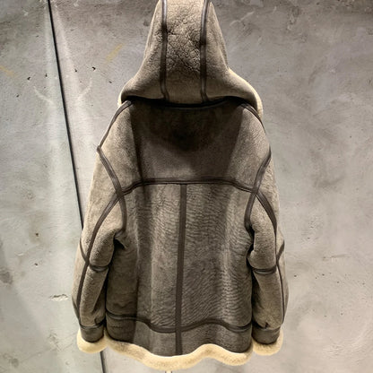 Womens Fur Lined Leather Hooded Jacket