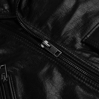 Distressed Black Motorcycle Leather Jacket