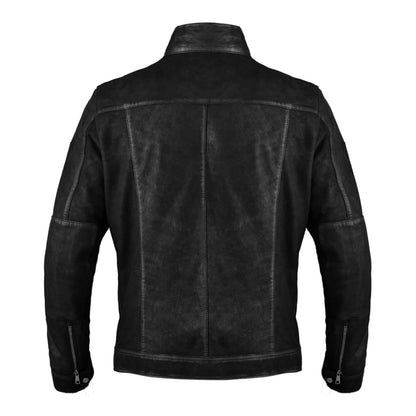 Mens Trucker Black Suede Leather Jacket
