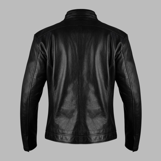 Classic Black Biker Leather Jacket For Womens