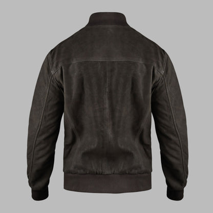 Coffee Brown Suede Leather Jacket For Men