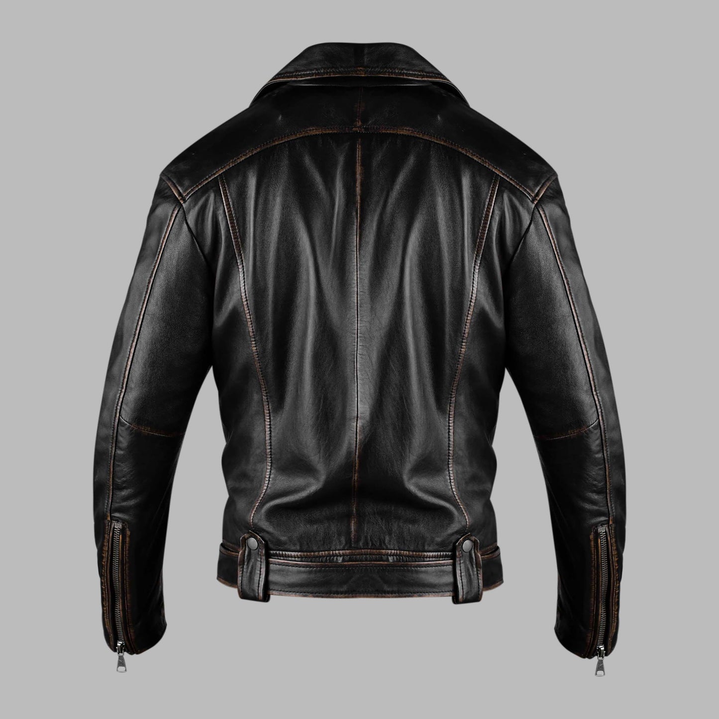 Distressed Brown Leather Jacket For Women