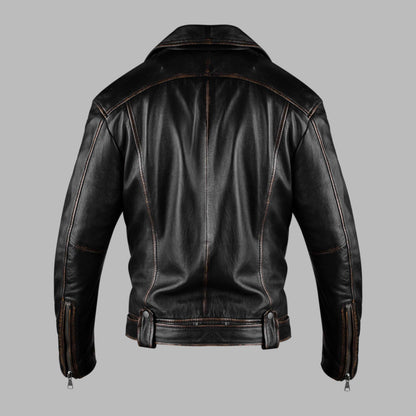Distressed Brown Leather Jacket For Women