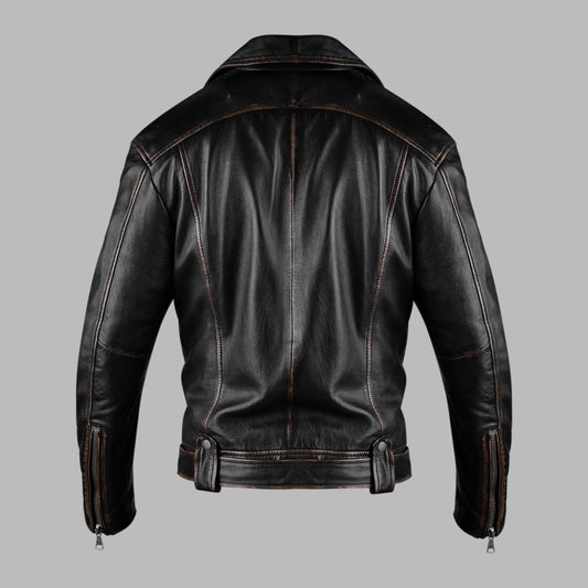 Distressed Brown Leather Jacket For Women