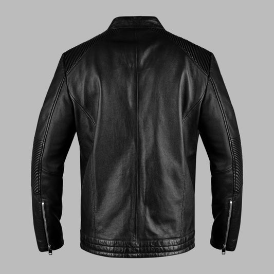 Quilted Black Leather Motorcycle Leather Jacket