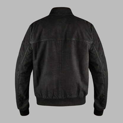Black Suede Bomber Leather Jacket