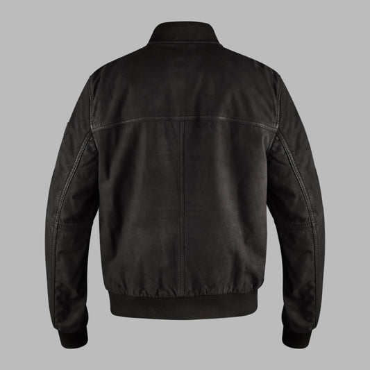 Black Suede Bomber Leather Jacket