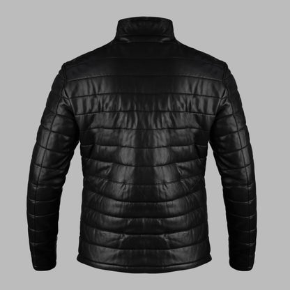 Mens Black Down Leather Jacket
