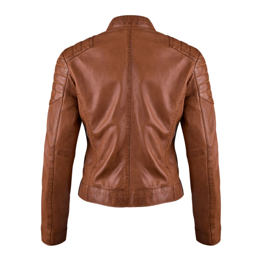 Womens Brown Biker Leather Jacket