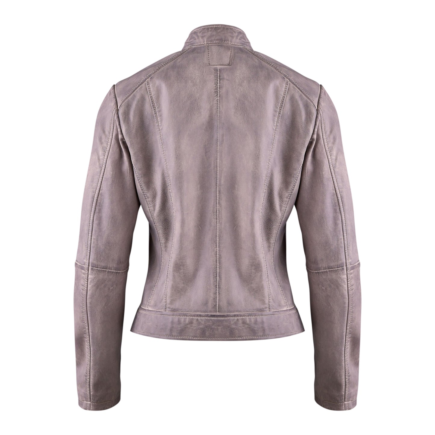 Grey Classsic Biker Leather Jacket For Womens