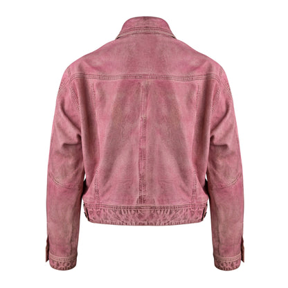 Waxed Purple Fashion Leather Jacket For Womens