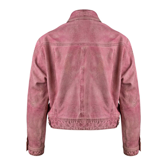 Waxed Purple Fashion Leather Jacket For Womens