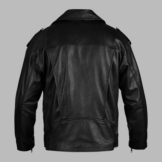 Black Real Leather Biker Jacket