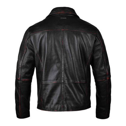 Waxed Biker Leather Jacket For Mens