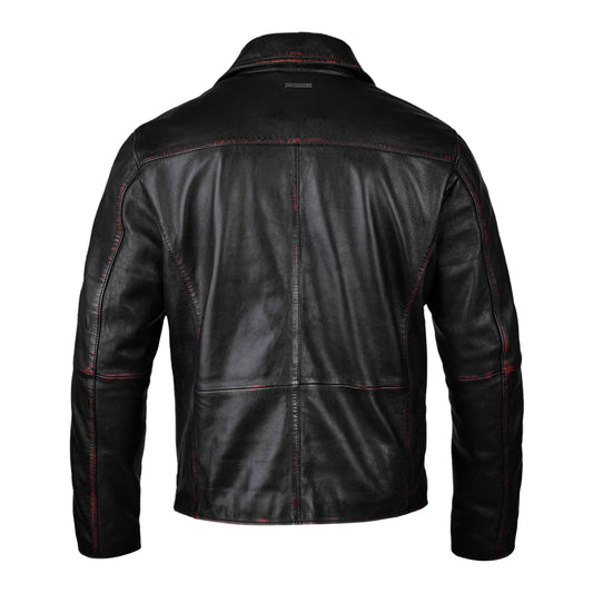 Waxed Biker Leather Jacket For Mens