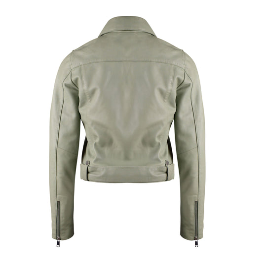 Women Spanish Gray Biker Leather Jacket