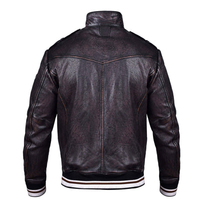 Mens Aviator Bomber Leather Jacket