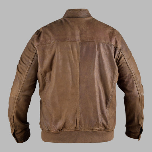 Brown Leather Bomber Motorcycle Jacket