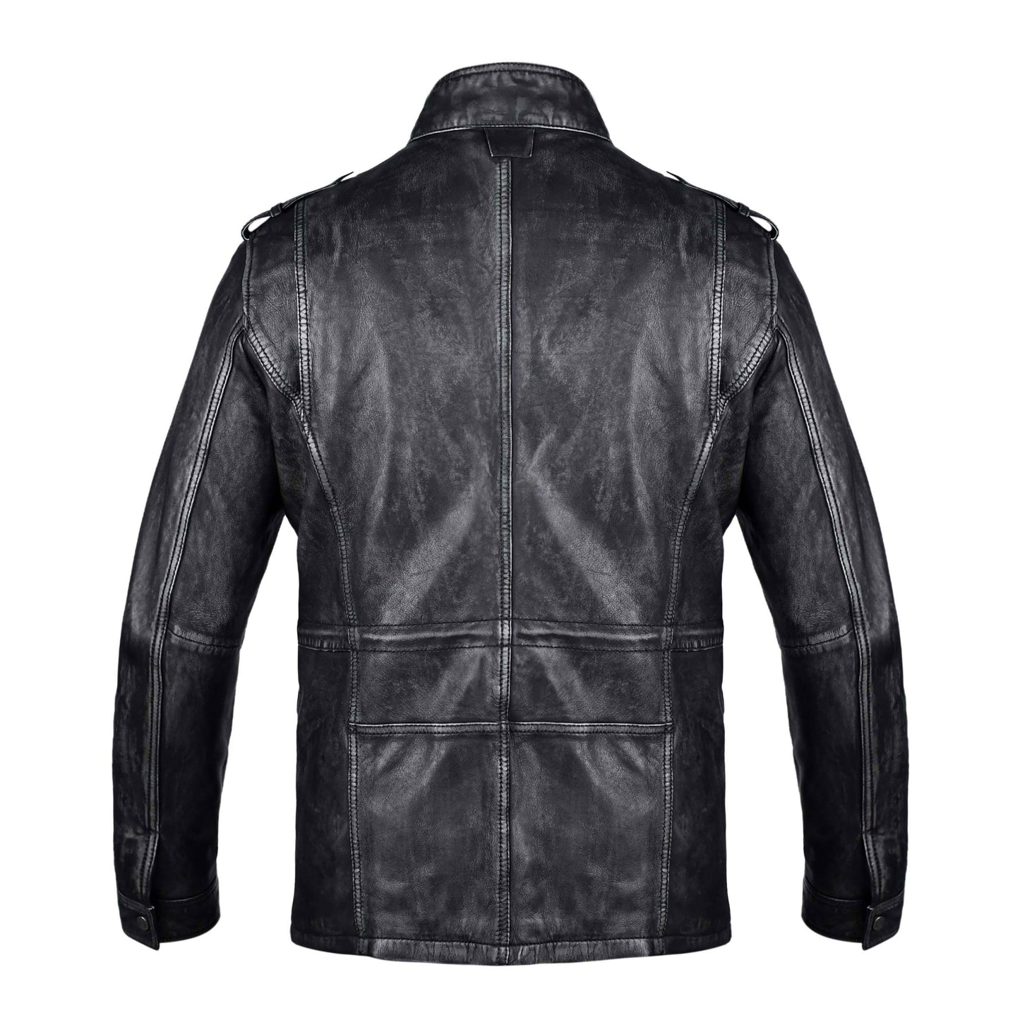 Mens Aviator Black Long Leather Jacket