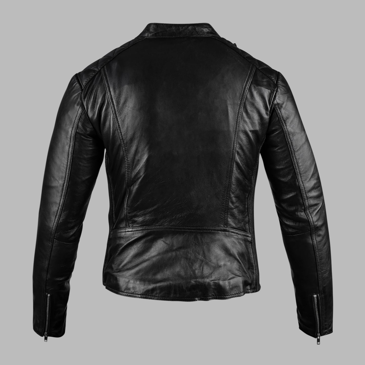 Womens Black Leather Motorcycle Riding Jacket