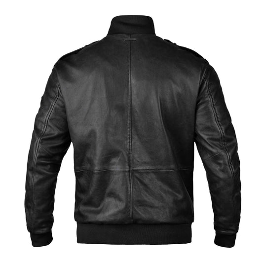 B3 Black Bomber Leather Jacket for Men