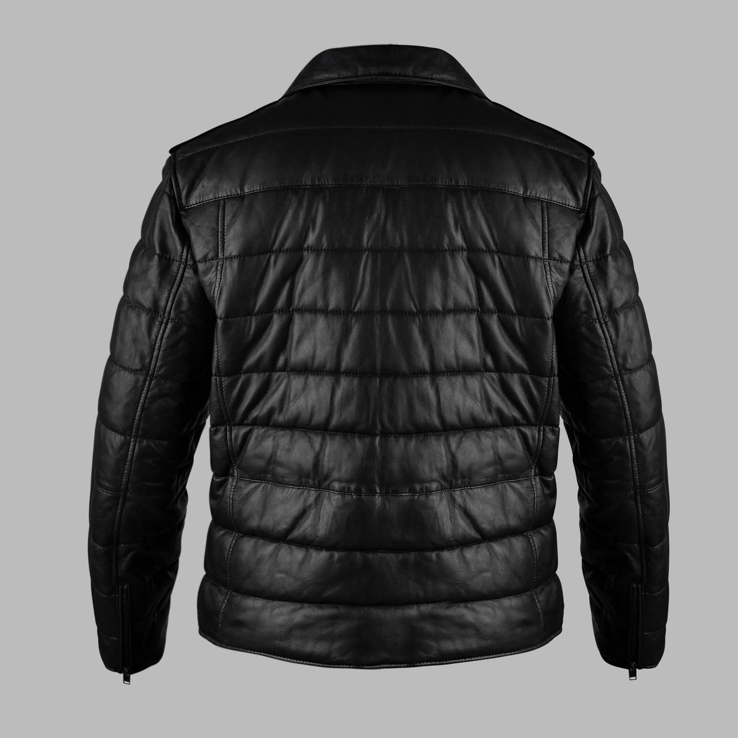 Exclusive Mens Collared Puffer Leather Jacket