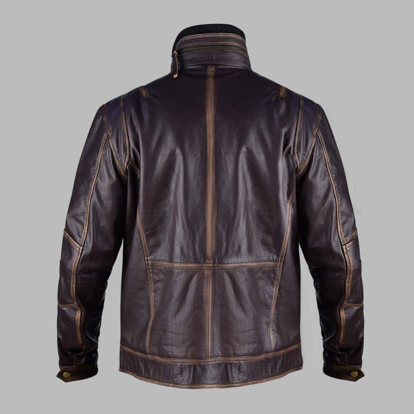 Distressed Leather Motorcycle Jacket Mens