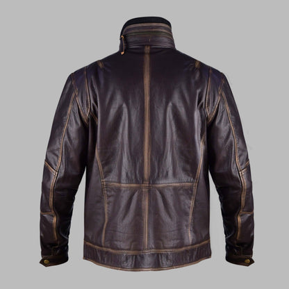 Distressed Leather Motorcycle Jacket Mens
