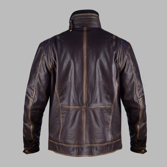 Distressed Leather Motorcycle Jacket Mens