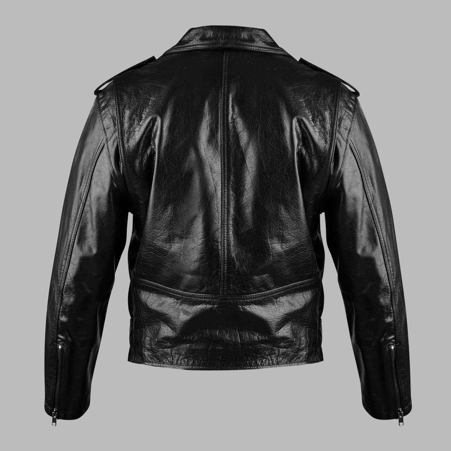 Distressed Black Motorcycle Leather Jacket