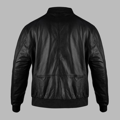 Bomber Black Leather Jacket for Men