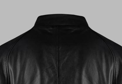 Bomber Black Leather Jacket for Men