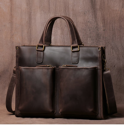 Vintage Top Layer Mens Leather Office Bag