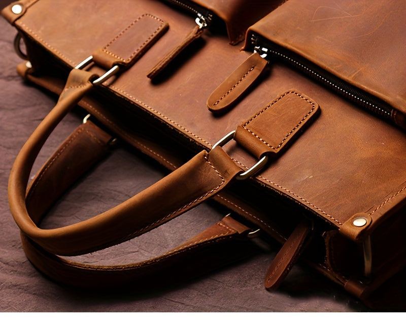 Vintage Top Layer Mens Leather Office Bag