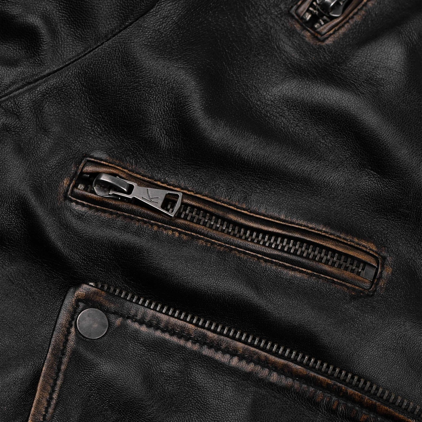 Distressed Brown Leather Jacket For Women