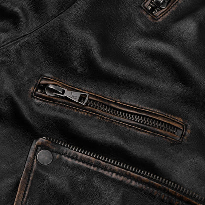 Distressed Brown Leather Jacket For Women