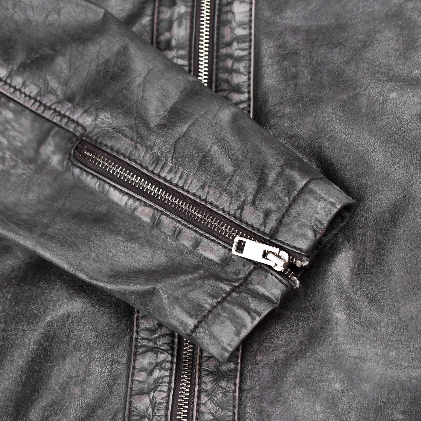 Vintage Black Leather Biker Jacket for Men