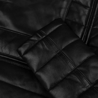 Mens Black Down Leather Jacket