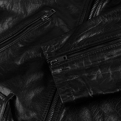 Distressed Black Motorcycle Leather Jacket