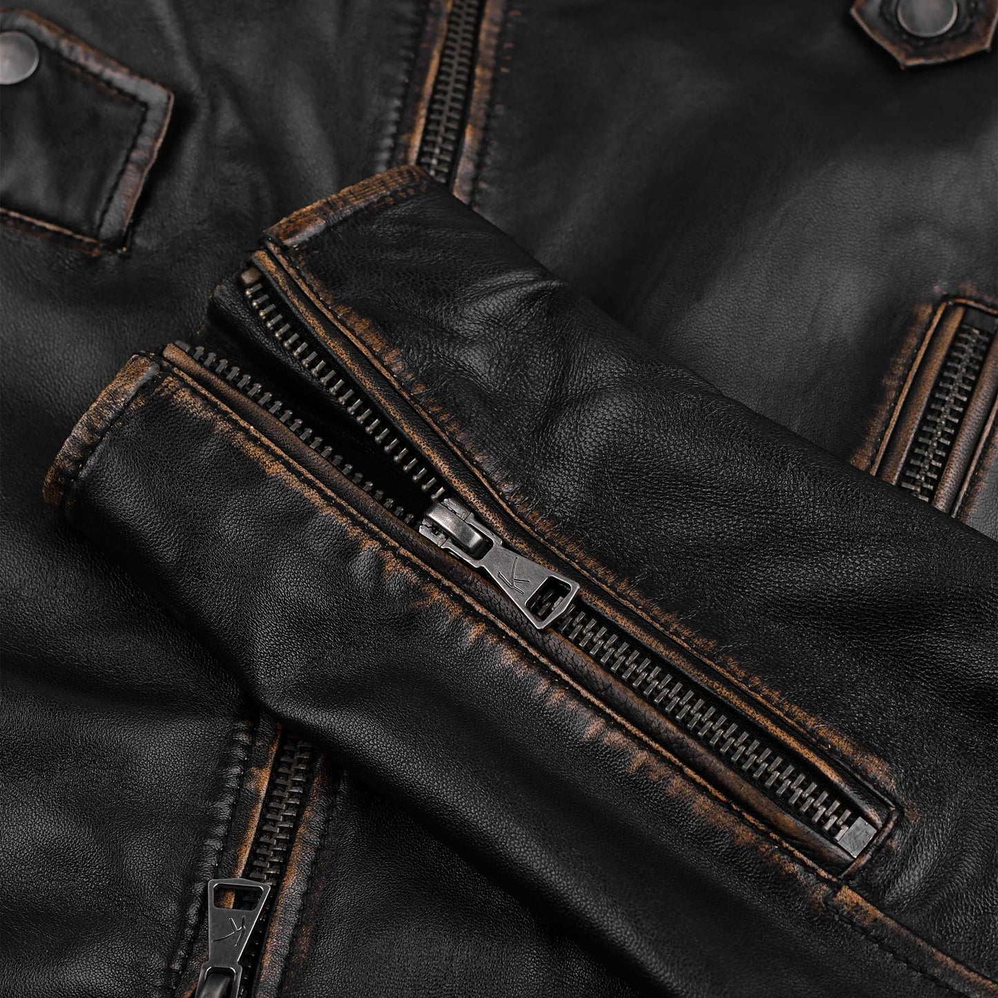 Distressed Brown Leather Jacket For Women