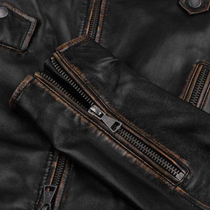 Distressed Brown Leather Jacket For Women