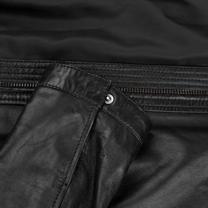Classic Black Biker Leather Jacket For Womens