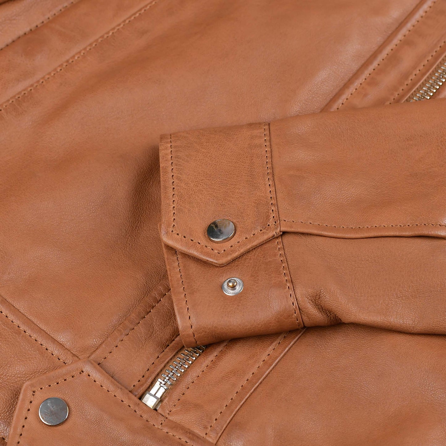 Brown Leather Biker Jacket For Mens