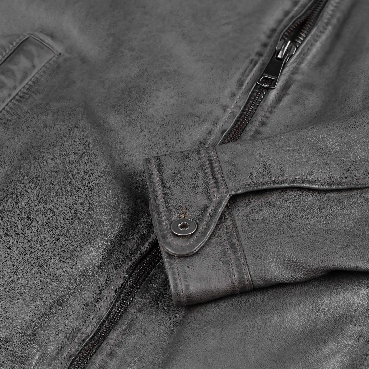 Grey Biker Leather Jacket For Mens