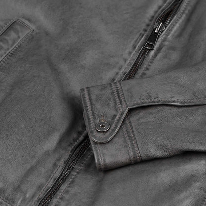 Grey Biker Leather Jacket For Mens