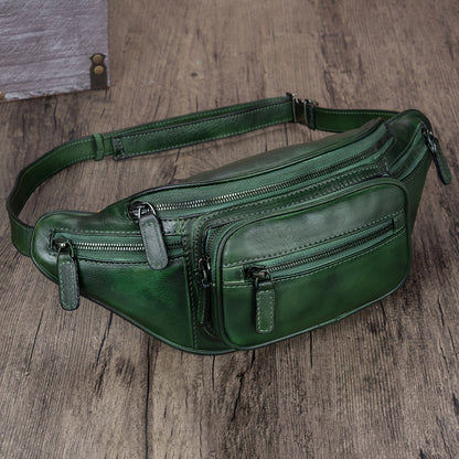 Vintage Leather Waist Bag For Mens And Women